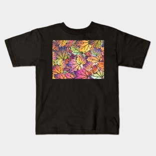 Vibrant Leaves Pattern Kids T-Shirt